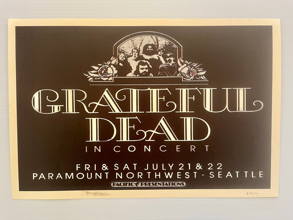 Grateful Dead 1972 Paramount Northwest Seattle Concert Poster Reproduction July 21–22