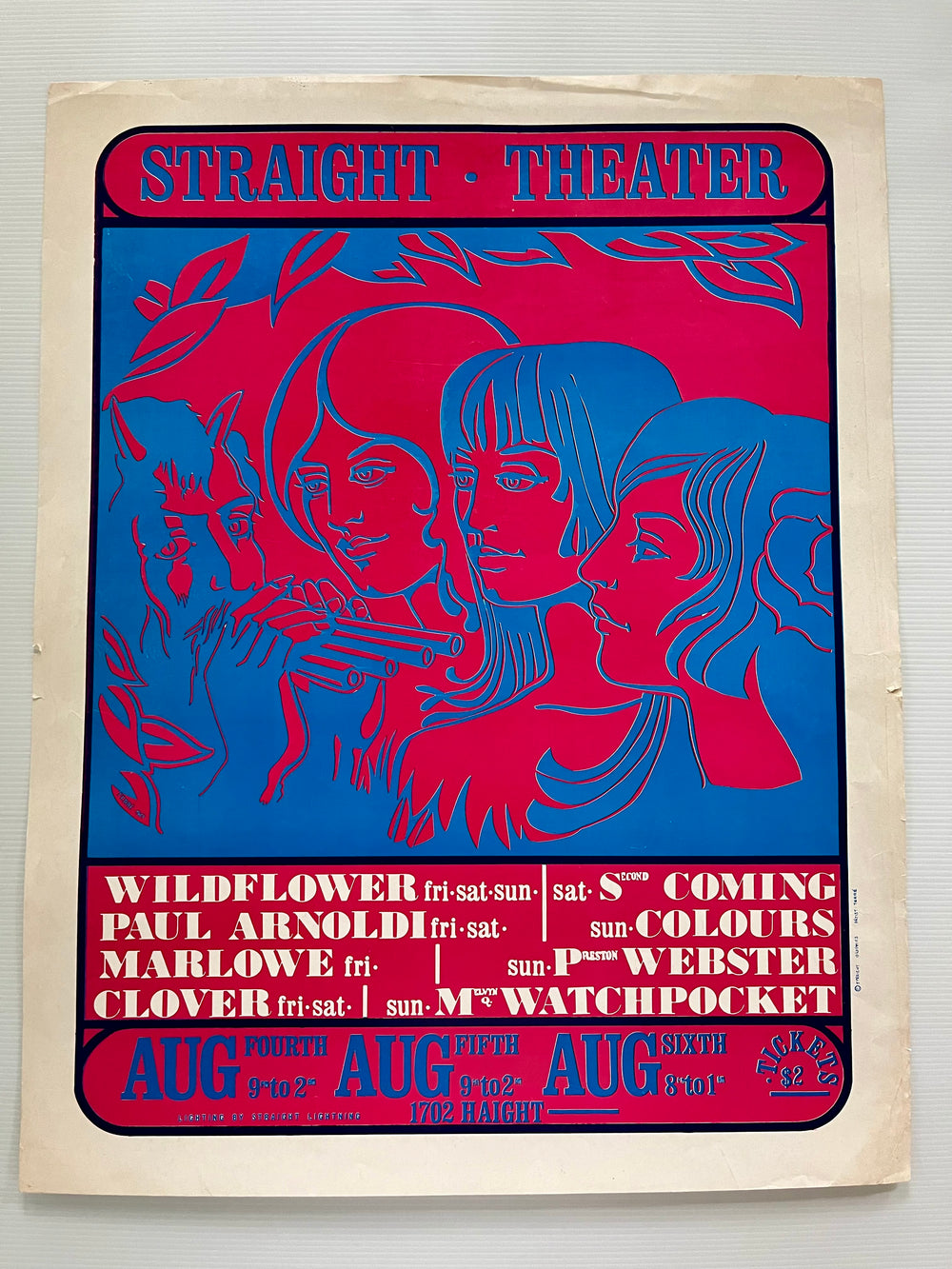 Wildflower Clover 1967 Original Straight Theater Concert Poster San Francisco Terre