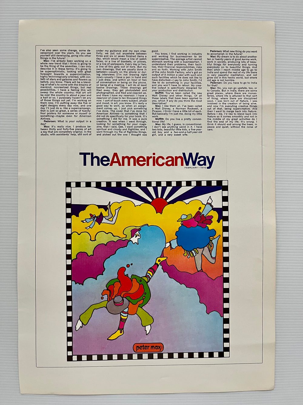 Peter Max 1970 The American Way American Airlines Psychedelic Pop Art Poster Page