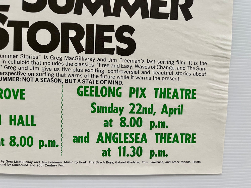 Rick Griffin Five Summer Stories 1972 Original Australian Surf Movie Poster Rare