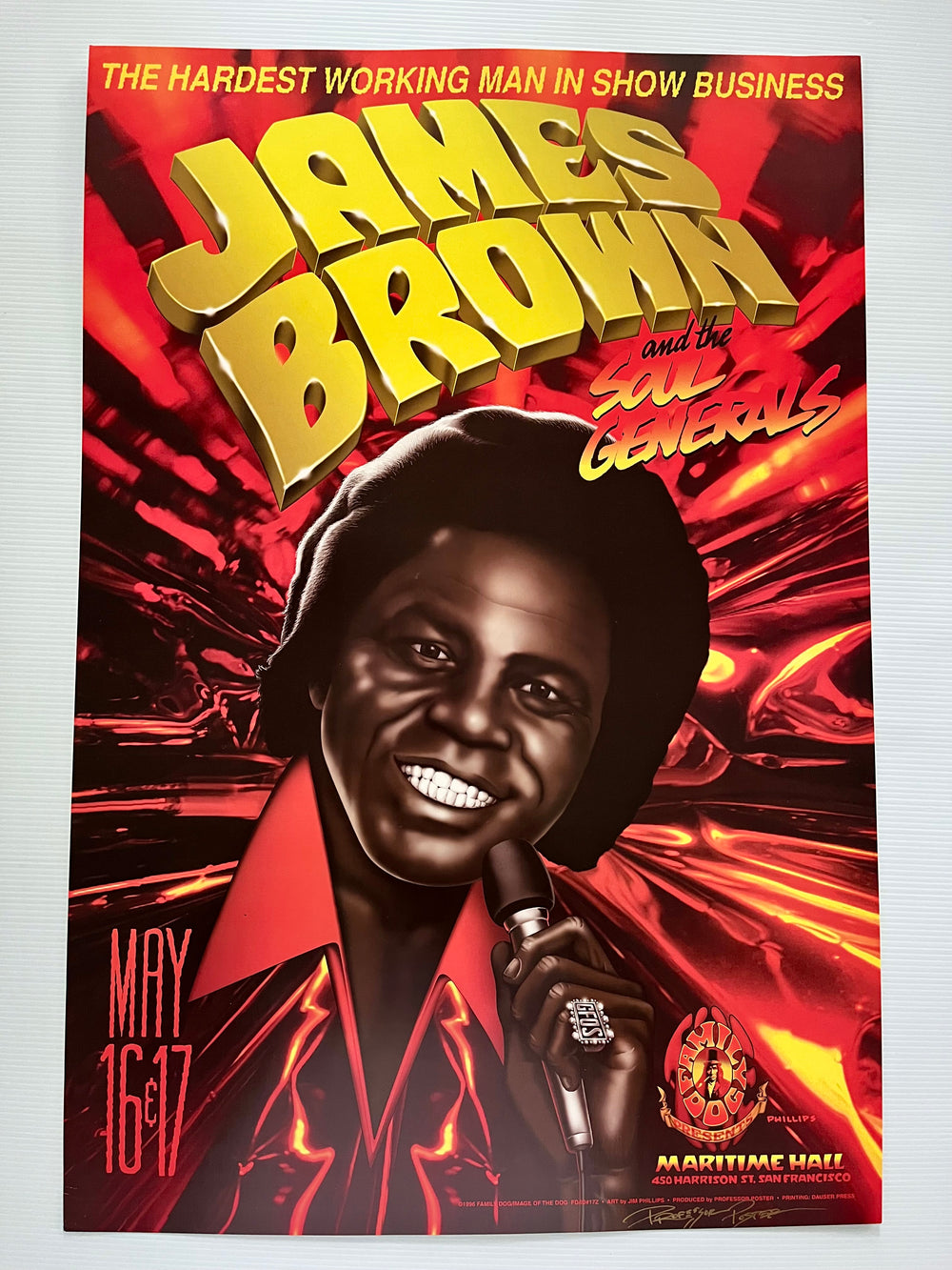 1996 James Brown Soul Generals Maritime Hall SF Jim Phillips Original Poster