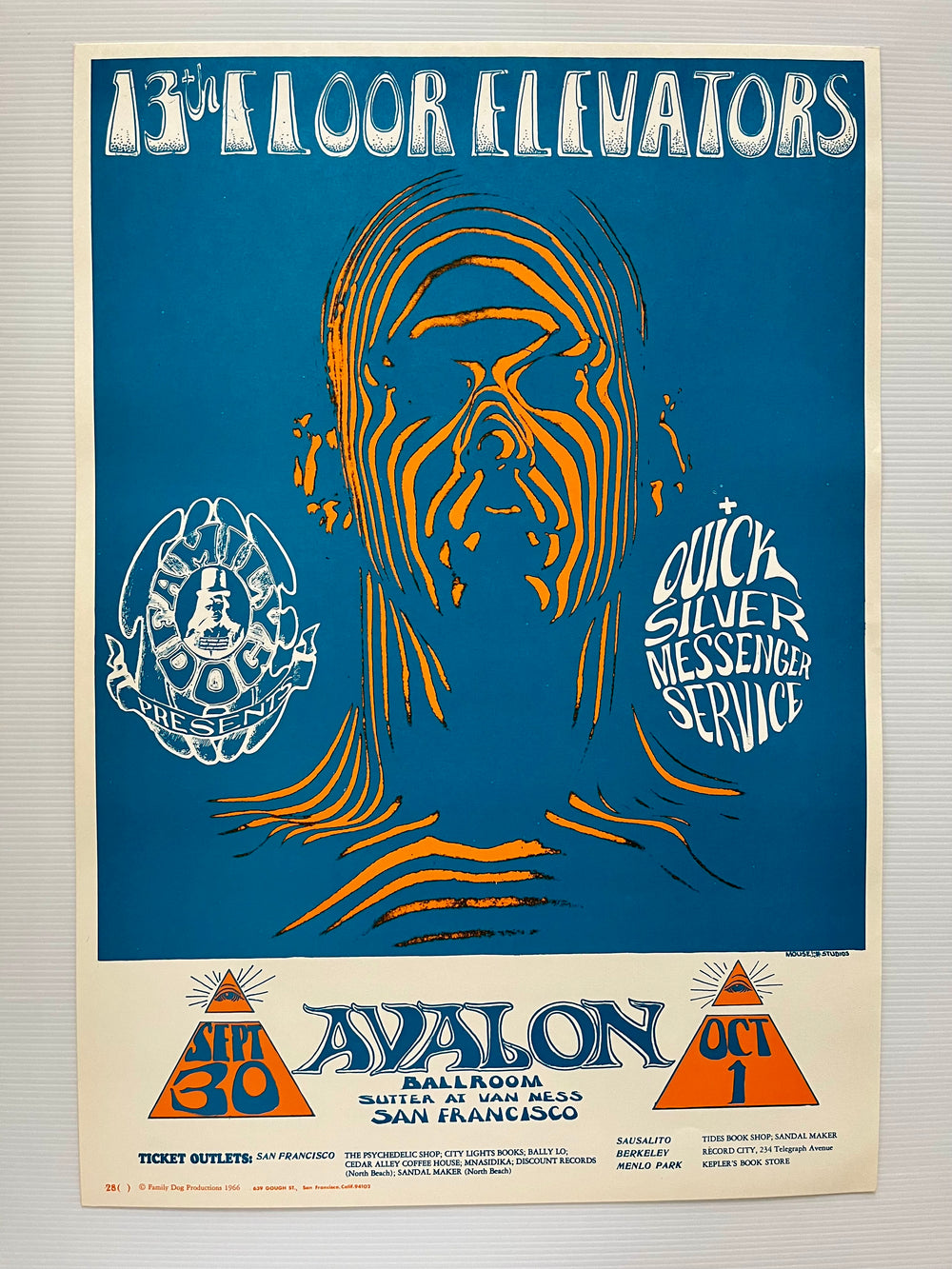 1966 13th Floor Elevators Quicksilver Avalon FD-28 Zebra Man 3rd Print Mouse Kelley