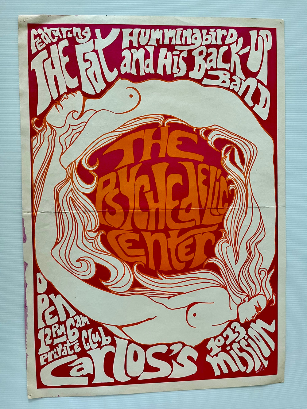 RARE 1966 Psychedelic Center Carlo’s SF Concert Poster Bevi Stabler Original