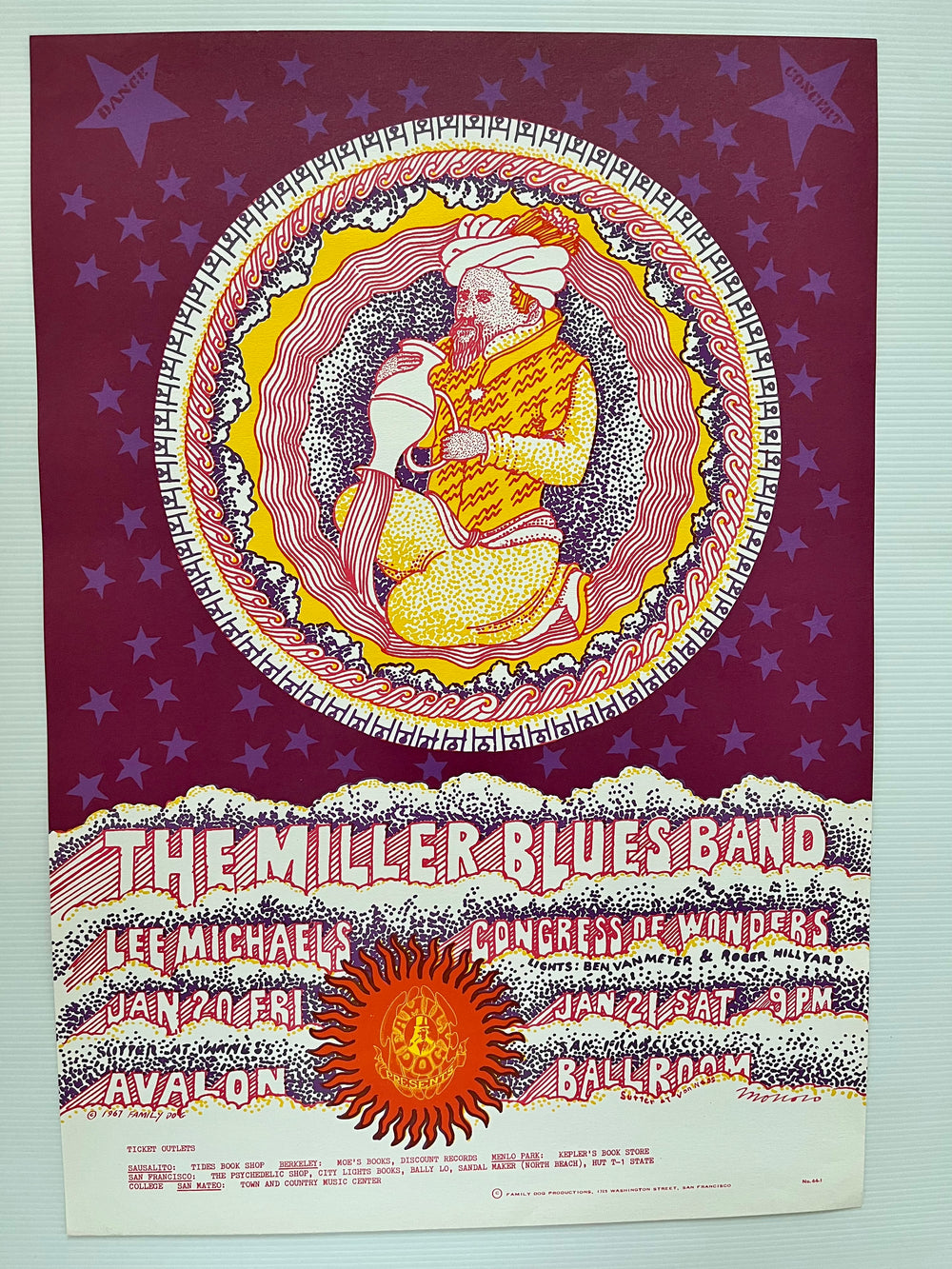 1967 FD-44 Steve Miller Blues Band Avalon Ballroom Poster Victor Moscoso OP-1