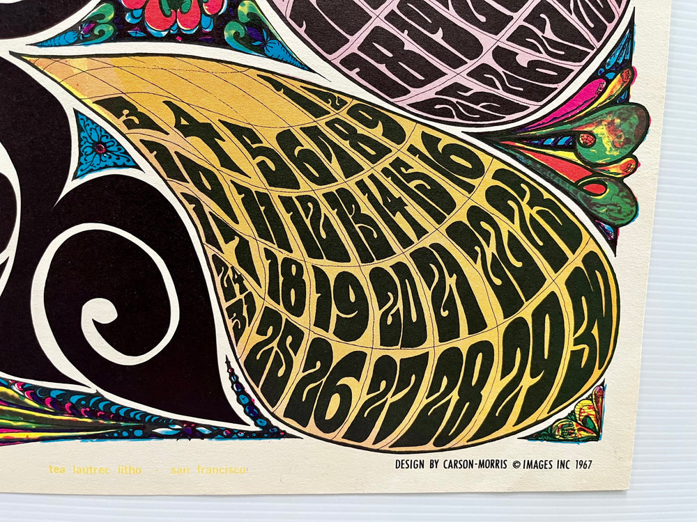 Carson-Morris 1967 Imagination Psychedelic Calendar Poster Tea Lautrec Litho SF