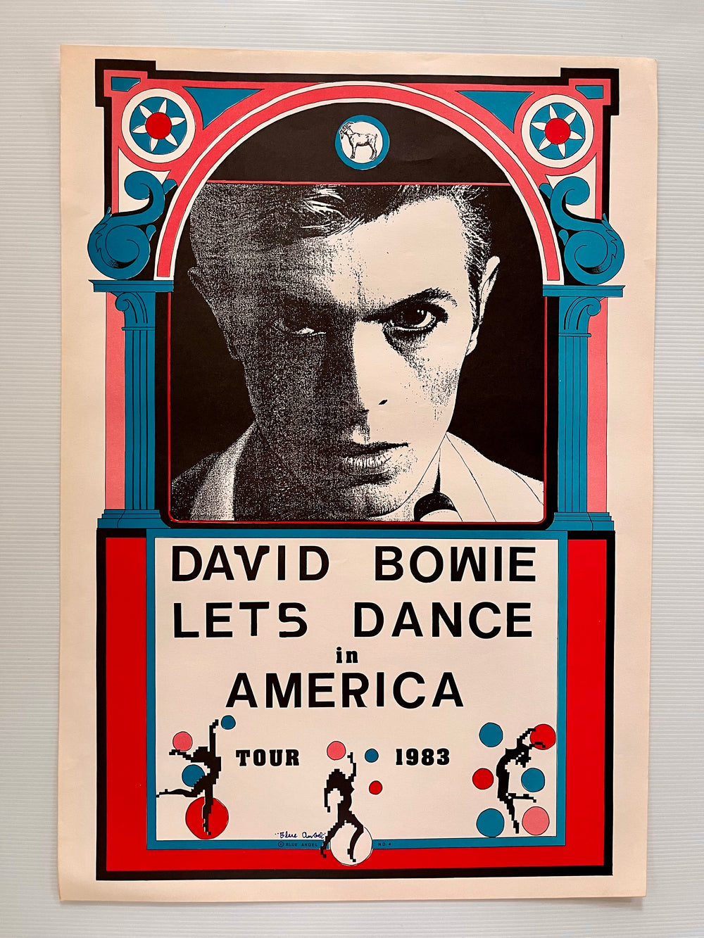David Bowie 1983 Let’s Dance in America Tour Poster Blue Angel Original Vintage