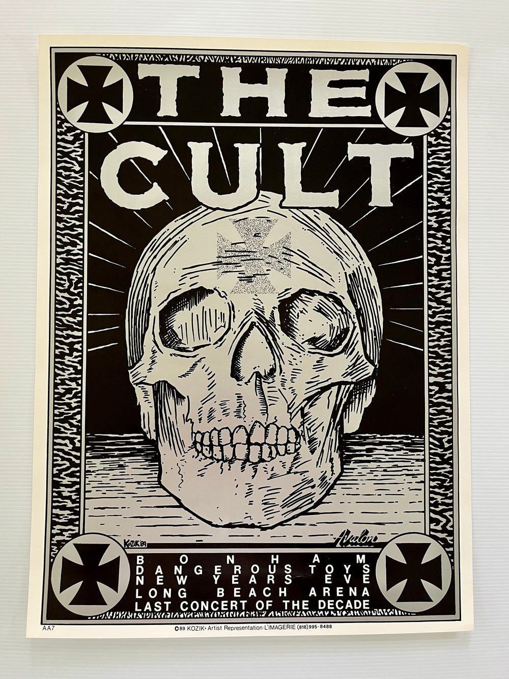 1989 THE CULT Bonham Dangerous Toys Long Beach Arena NYE Poster Frank Kozik 1st Print