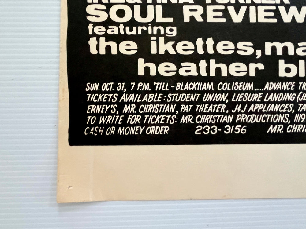 1971 Ike & Tina Turner Soul Revue Blackham Coliseum Lafayette LA Halloween Poster