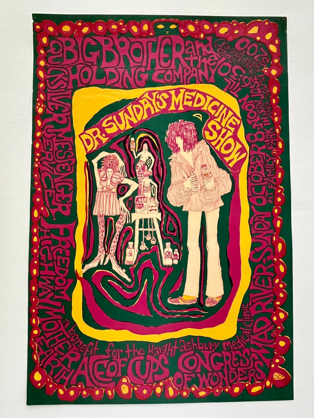 1967 Dr. Sunday’s Medicine Show Original Concert Poster Janis Joplin Big Brother Mari Tepper