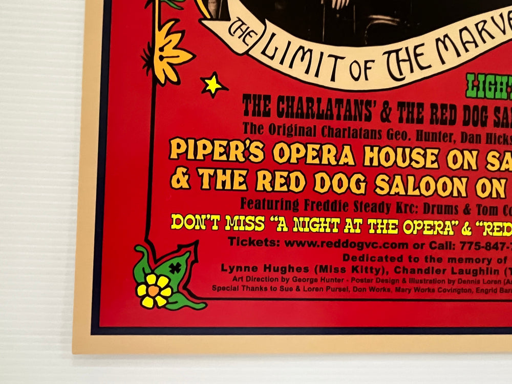 2015 Charlatans Red Dog Saloon 50th Anniversary Poster Signed Dan Hicks George Hunter Mike Wilhelm Richard Olsen