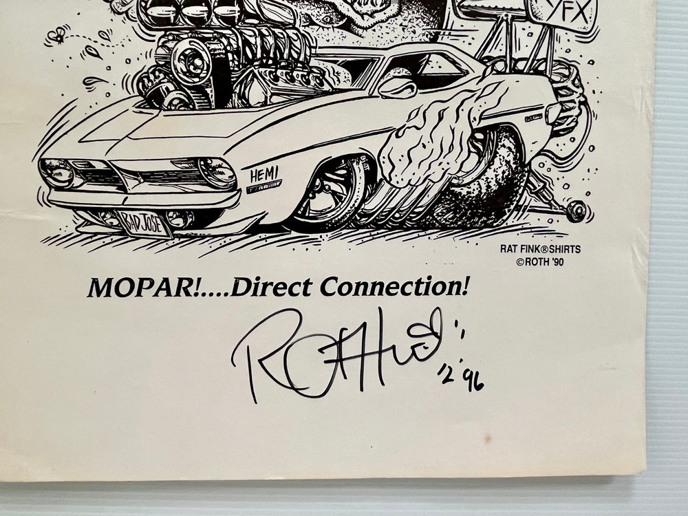 Ed Big Daddy Roth Signed Rat Fink MOPAR Direct Connection 1990 Hot Rod Print
