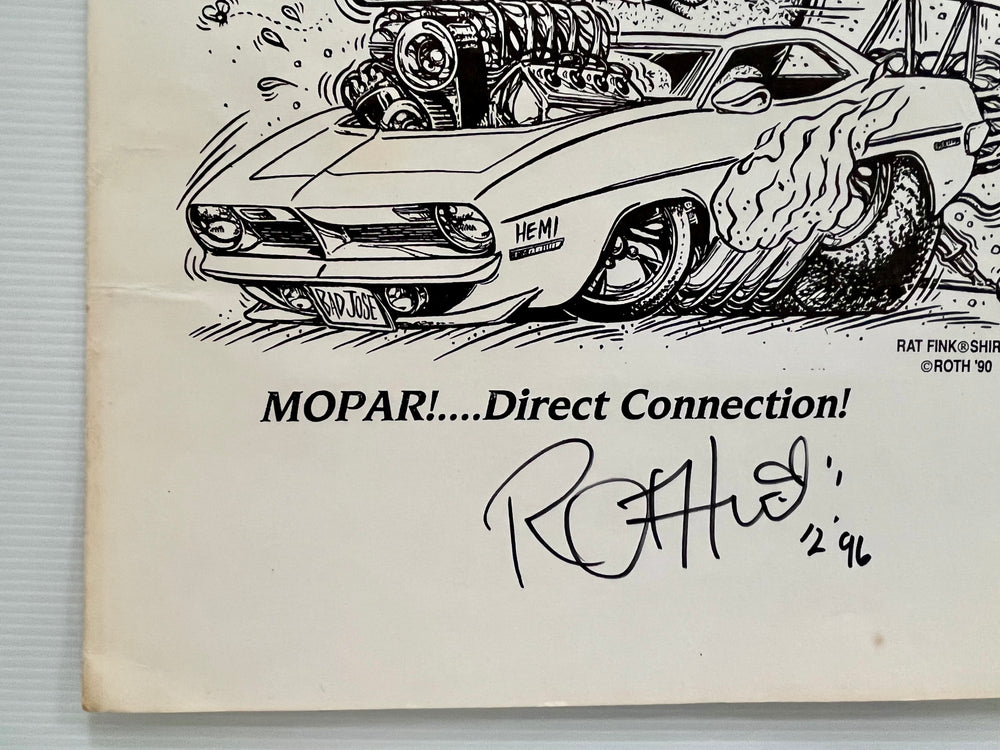Ed Big Daddy Roth Signed Rat Fink MOPAR Direct Connection 1990 Hot Rod Print