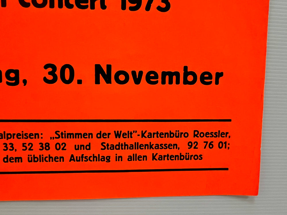 Original 1973 Santana Vienna Austria Concert Poster Wiener Stadthalle Stimmen der Welt