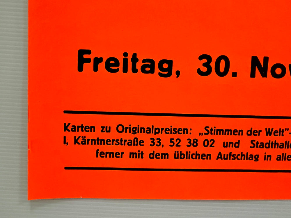 Original 1973 Santana Vienna Austria Concert Poster Wiener Stadthalle Stimmen der Welt