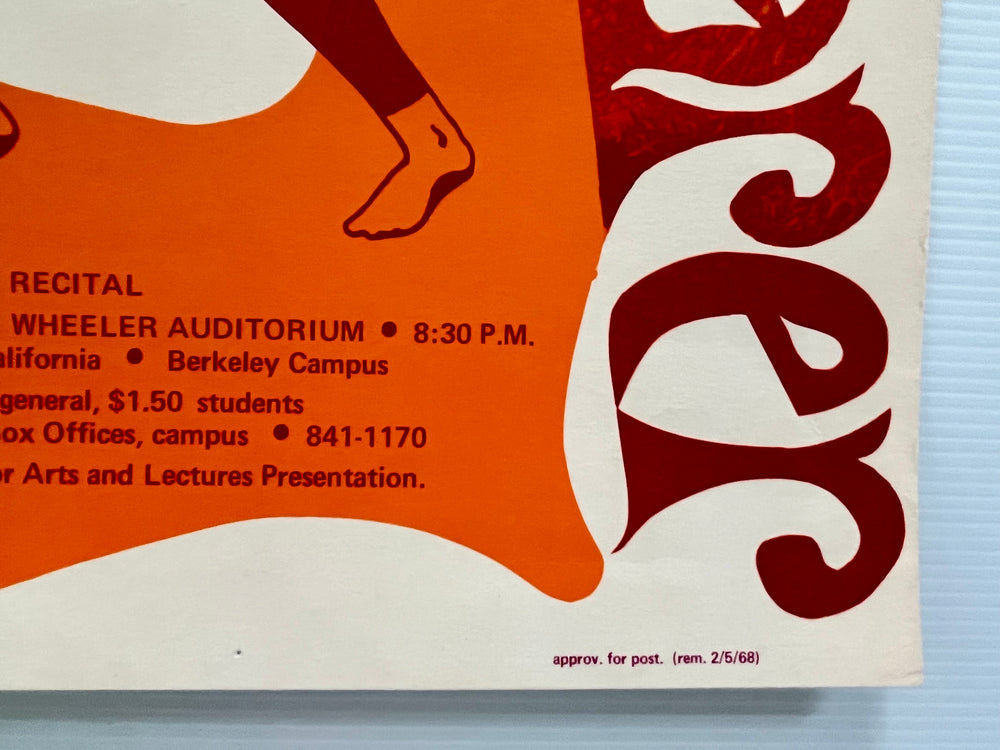 Original 1968 Sybil Shearer Berkeley Dance Poster Wheeler Auditorium UC California