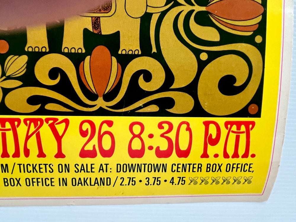 Original 1967 Ravi Shankar Concert Poster San Francisco Civic Auditorium Tom Wilkes