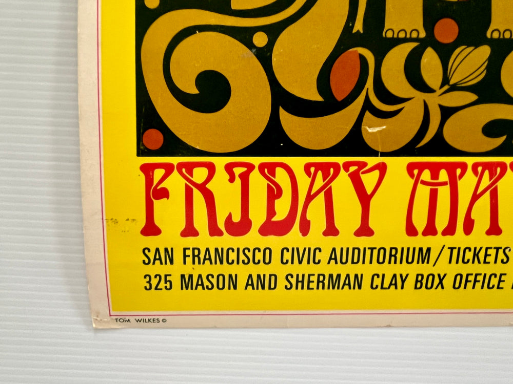 Original 1967 Ravi Shankar Concert Poster San Francisco Civic Auditorium Tom Wilkes