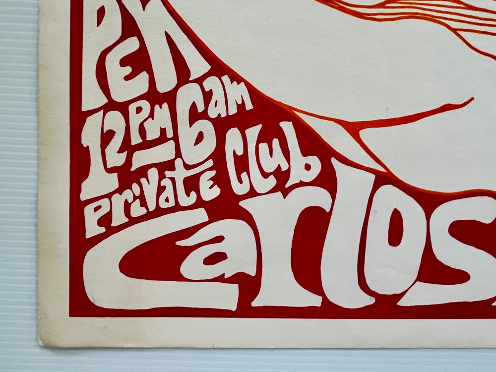 Original 1966 Psychedelic Center Poster Fat Hummingbird Carlo’s SF Bevi Stabler