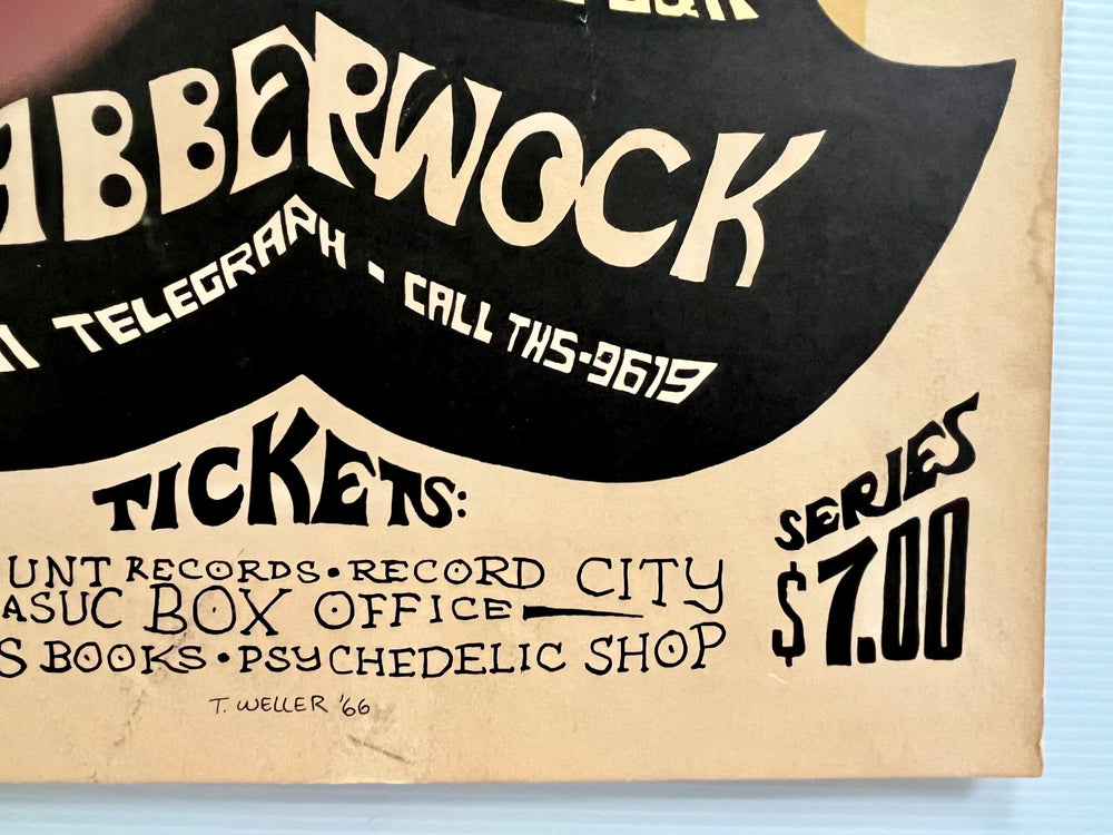 Original 1966 Country Joe & The Fish Jabberwock Berkeley Concert Poster Tom Weller AOR 2.285
