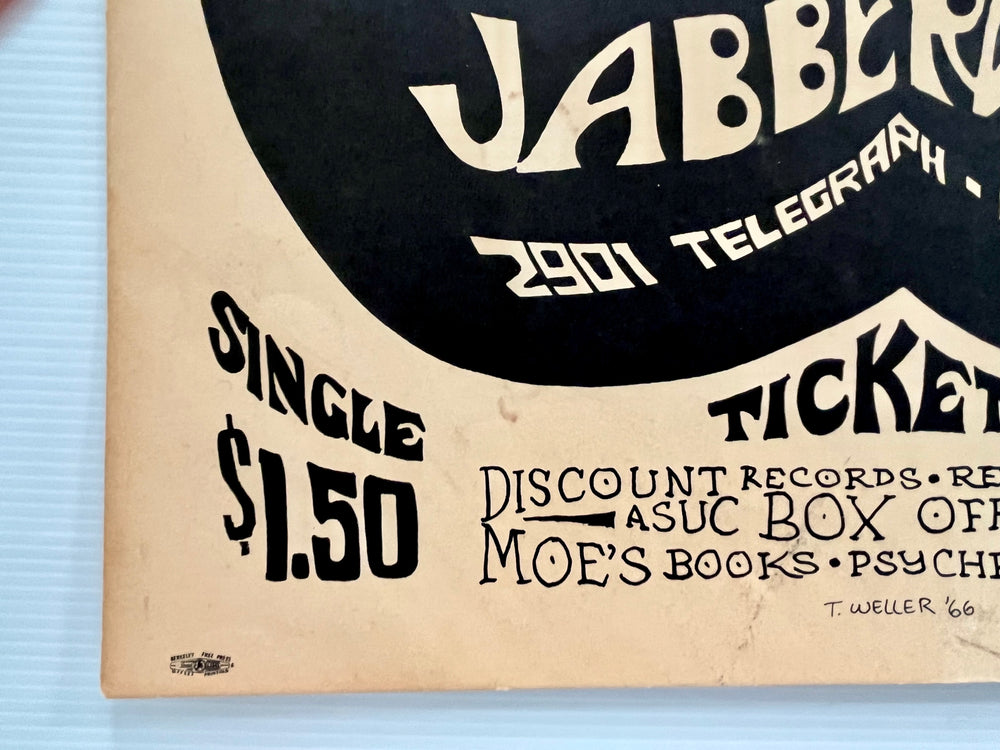 Original 1966 Country Joe & The Fish Jabberwock Berkeley Concert Poster Tom Weller AOR 2.285