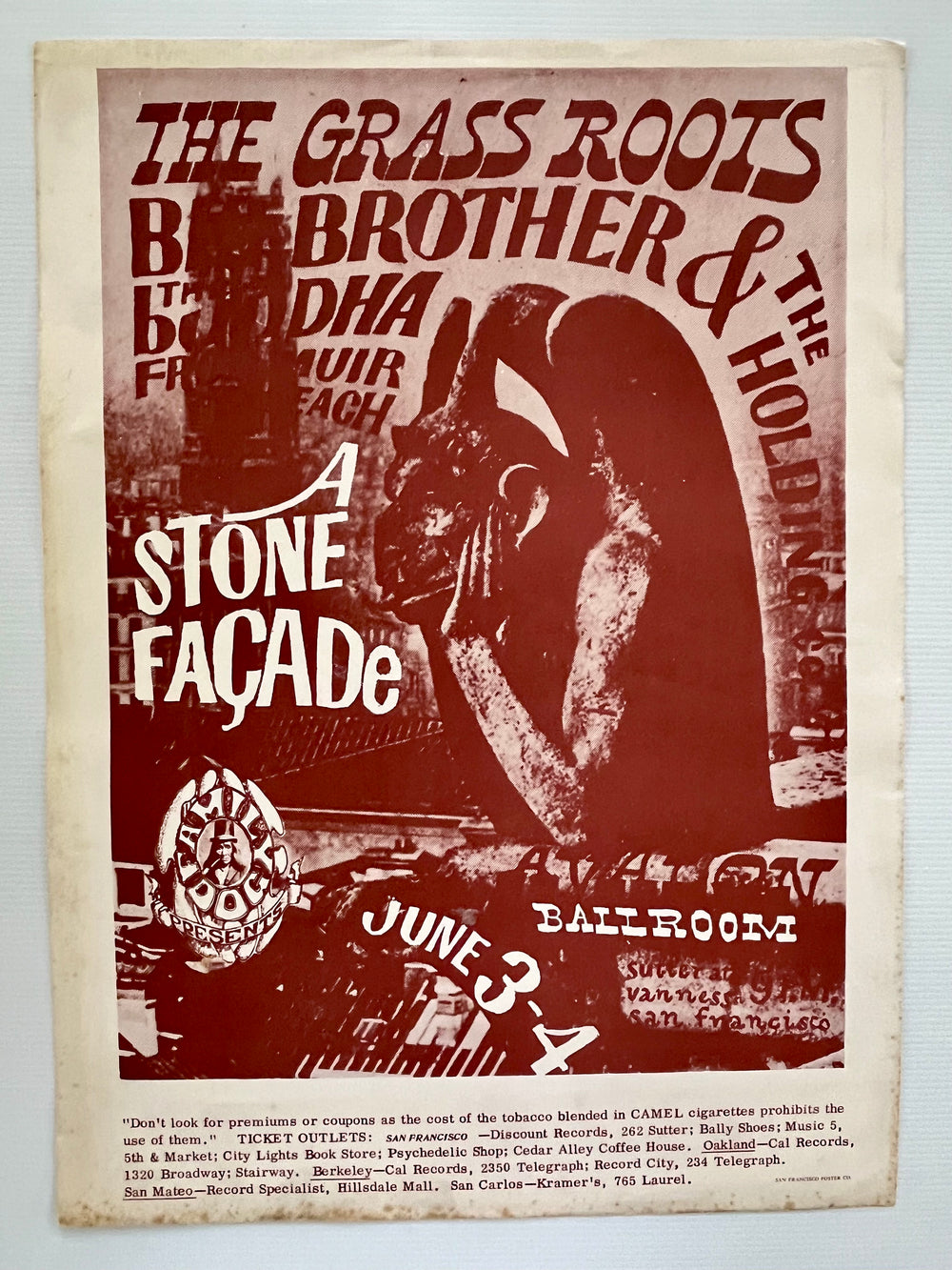 Vintage FD-11 Stone Facade Poster Big Brother Grass Roots SF Poster Co. Reprint