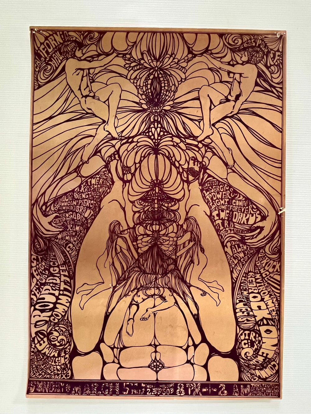 1967 Bedrock One SF Psychedelic Poster Steve Miller Dino Valenti Brautigan California Hall