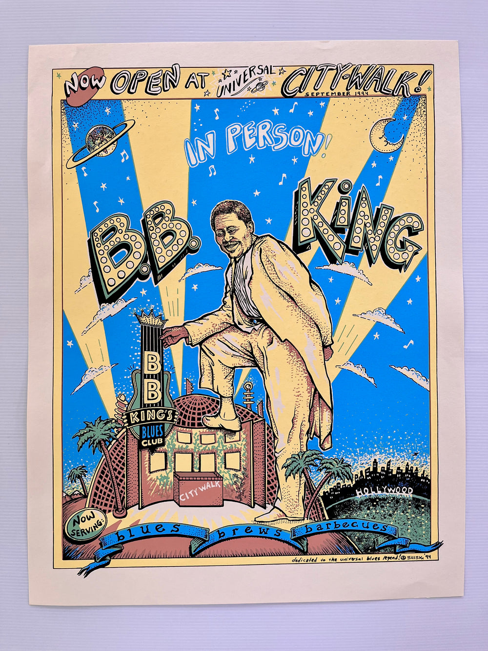 1994 B.B. King Universal CityWalk Blues Club Original EMEK Poster OP-1