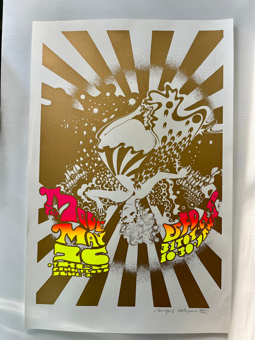 Pink Floyd The Move UFO Club 1967 Hapshash Poster Signed Nigel Waymouth Official Reprint