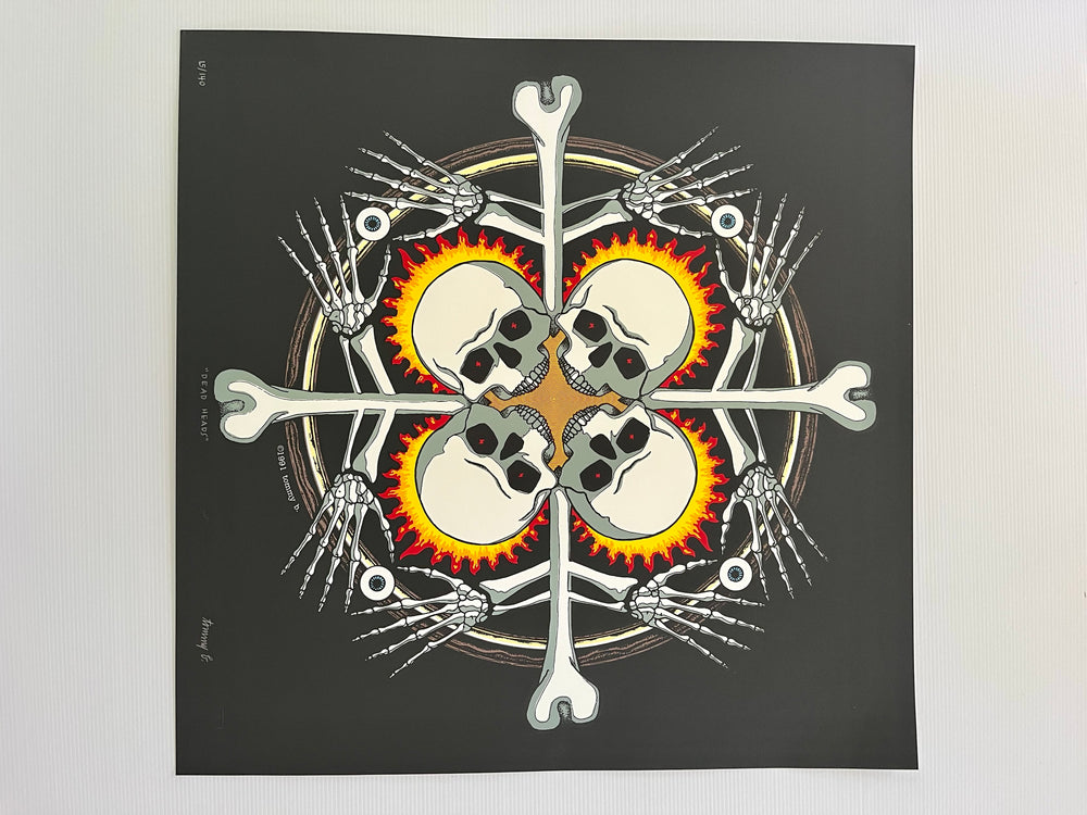 Tommy B Dead Heads 1991 Signed #15/140 Grateful Dead Skeleton Art Print