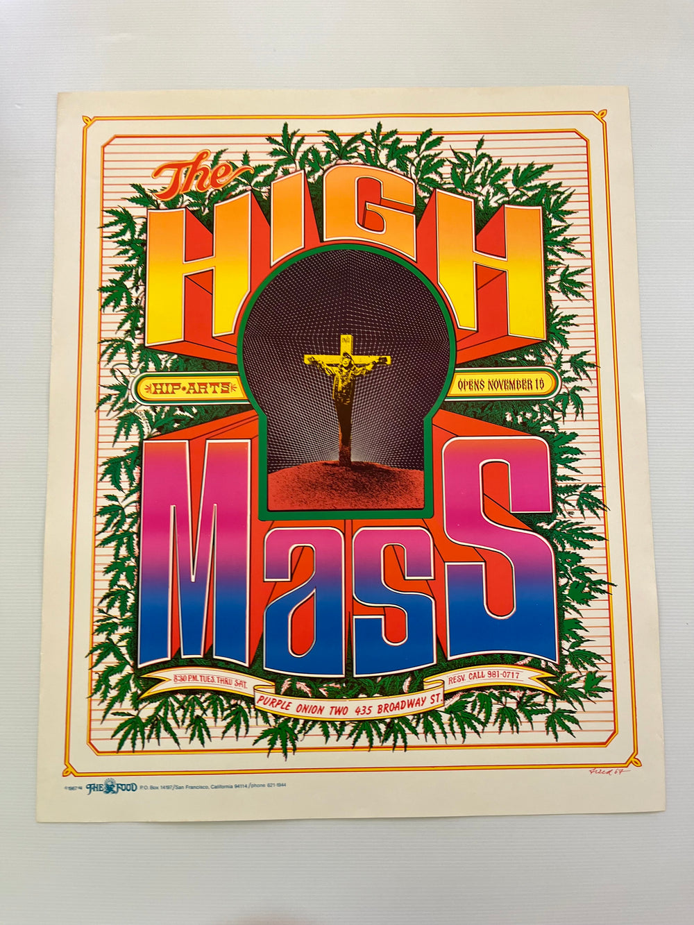Bob Fried The High Mass 1967 Original Purple Onion SF Psychedelic Poster AOR 2.368