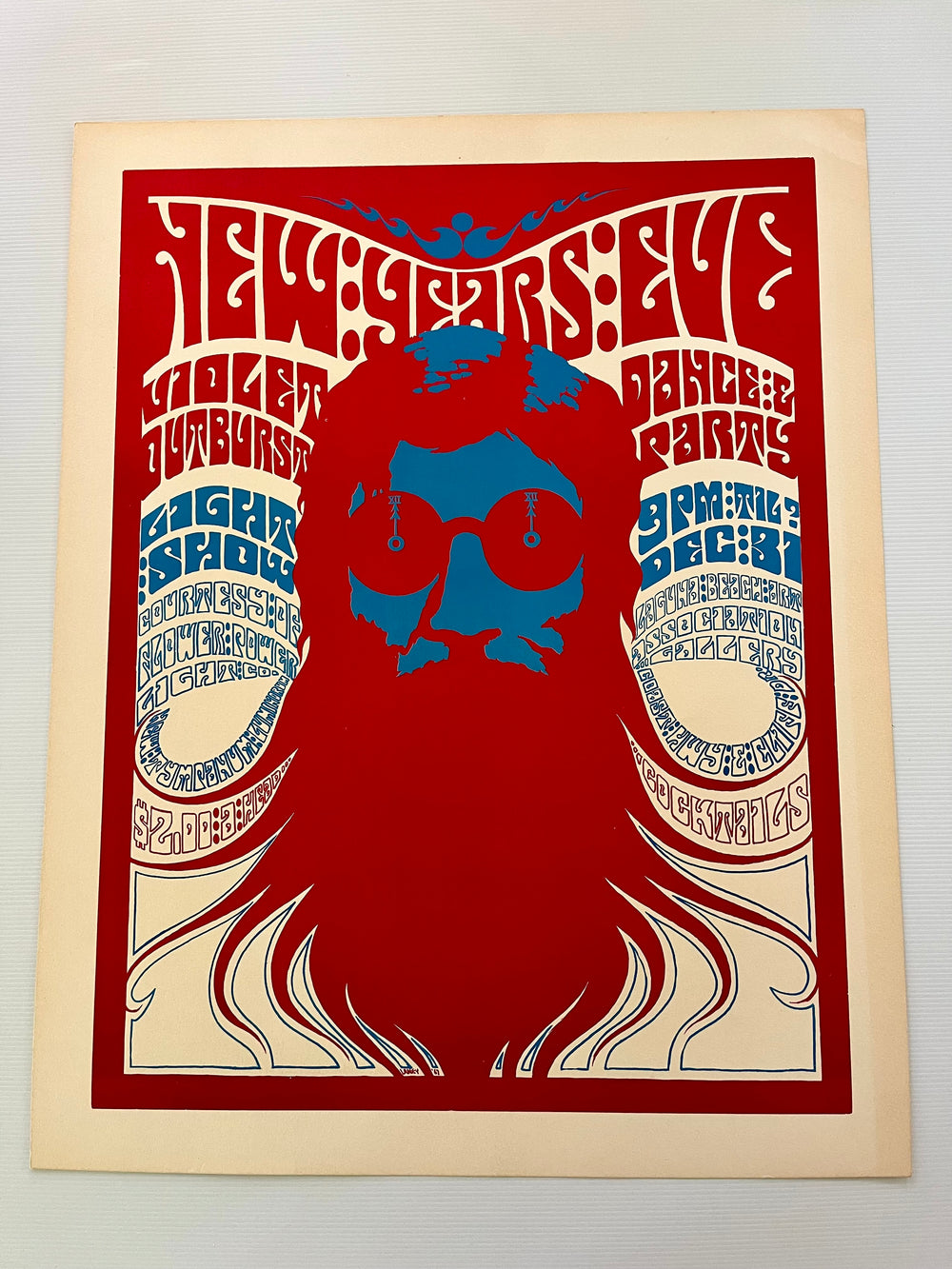 Ed Laney 1967 Violet Outburst Laguna Beach Psychedelic New Year’s Eve Poster