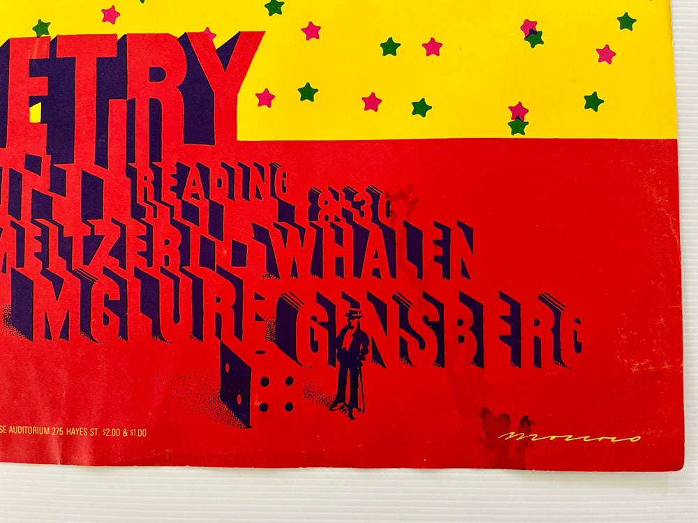 1968 Victor Moscoso Incredible Poetry NR-24 B-5 Original Poster Ginsberg Ferlinghetti
