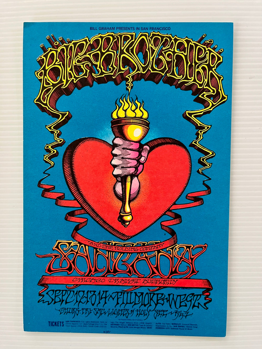 1968 Rick Griffin BG-136 Fillmore West Original Handbill Calendar Back Santana Big Brother