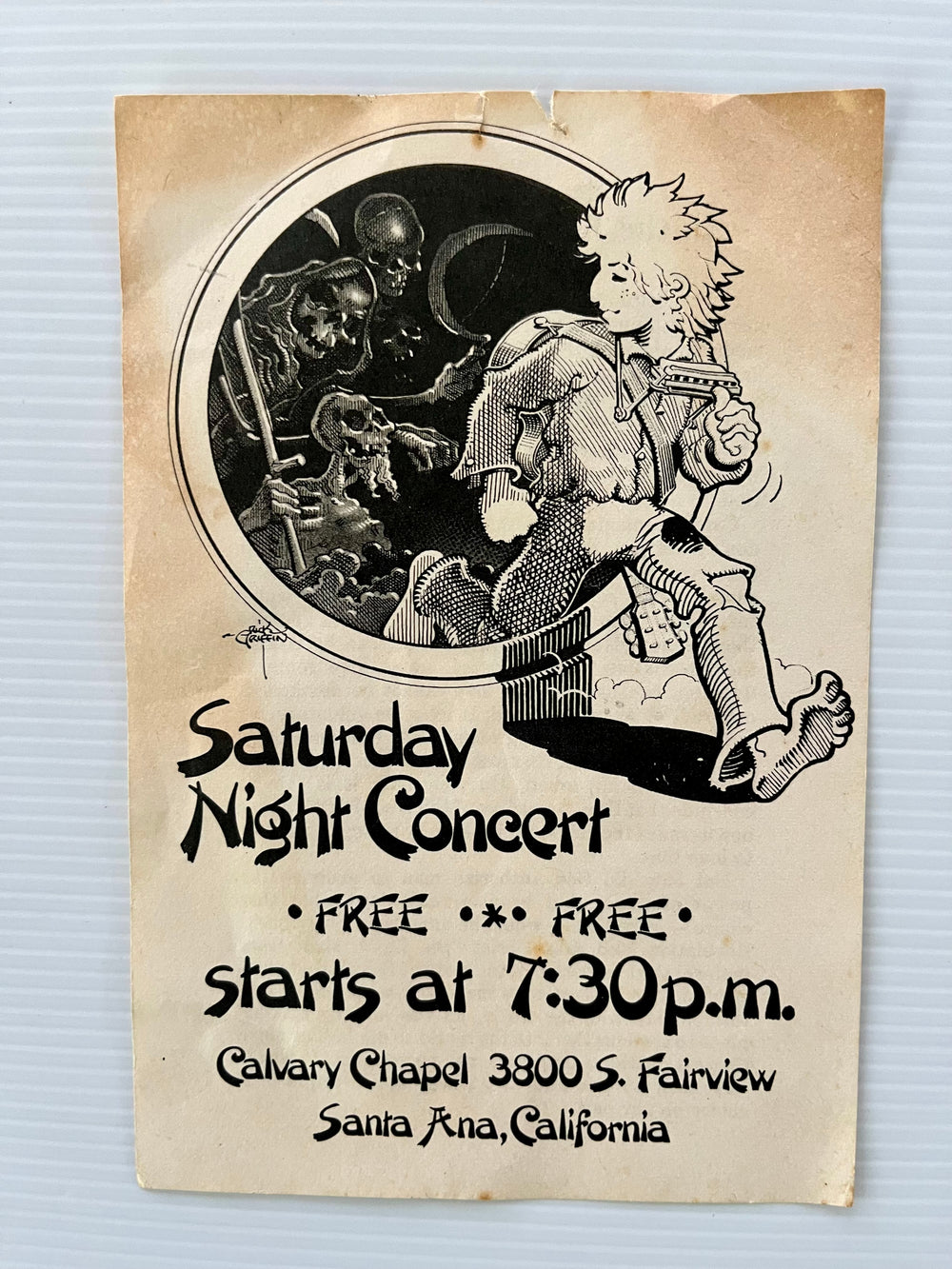 Greg Irons Original Calvary Chapel Saturday Night Concert Flyer Santa Ana Underground Art