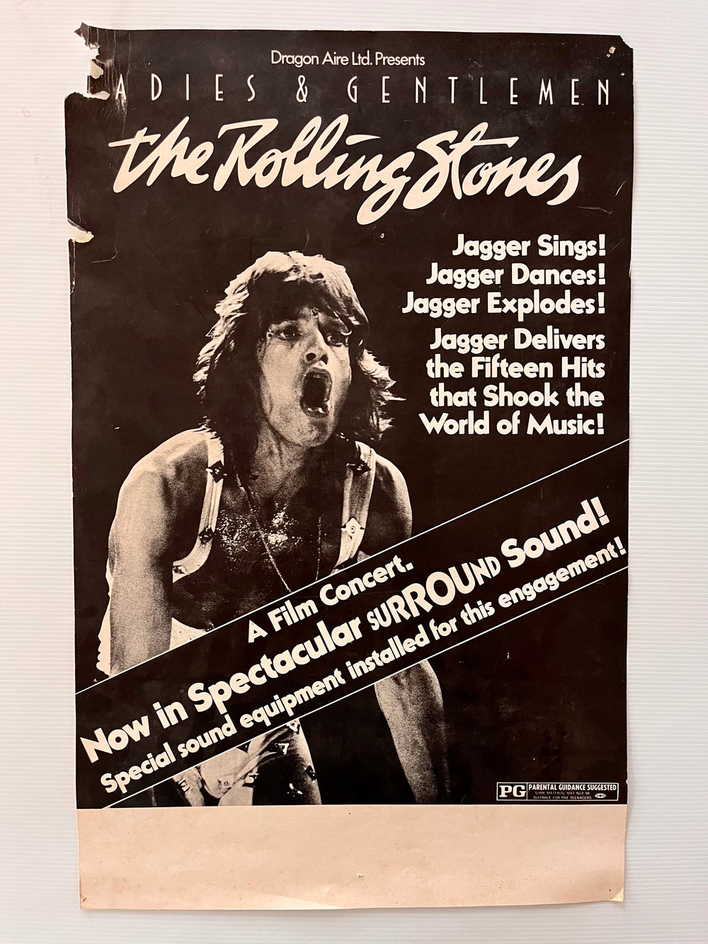 1973 Ladies & Gentlemen The Rolling Stones Mick Jagger Original Movie Poster Dragon Aire