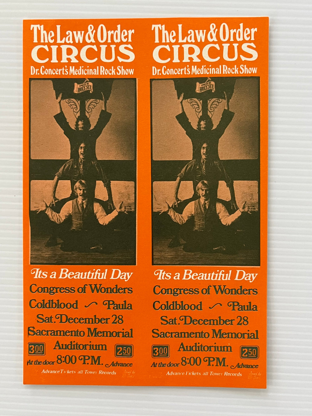 1968 It’s A Beautiful Day Cold Blood Sacramento Memorial Auditorium Uncut Handbill