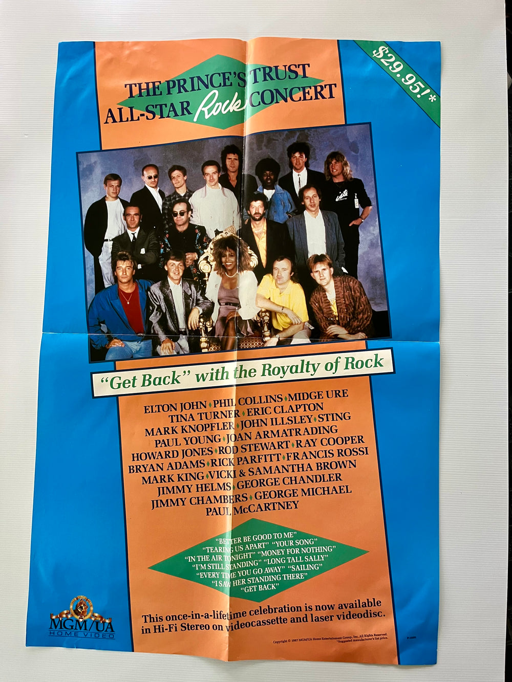 1987 Prince’s Trust All-Star Rock Concert Promo Poster McCartney Clapton Elton John