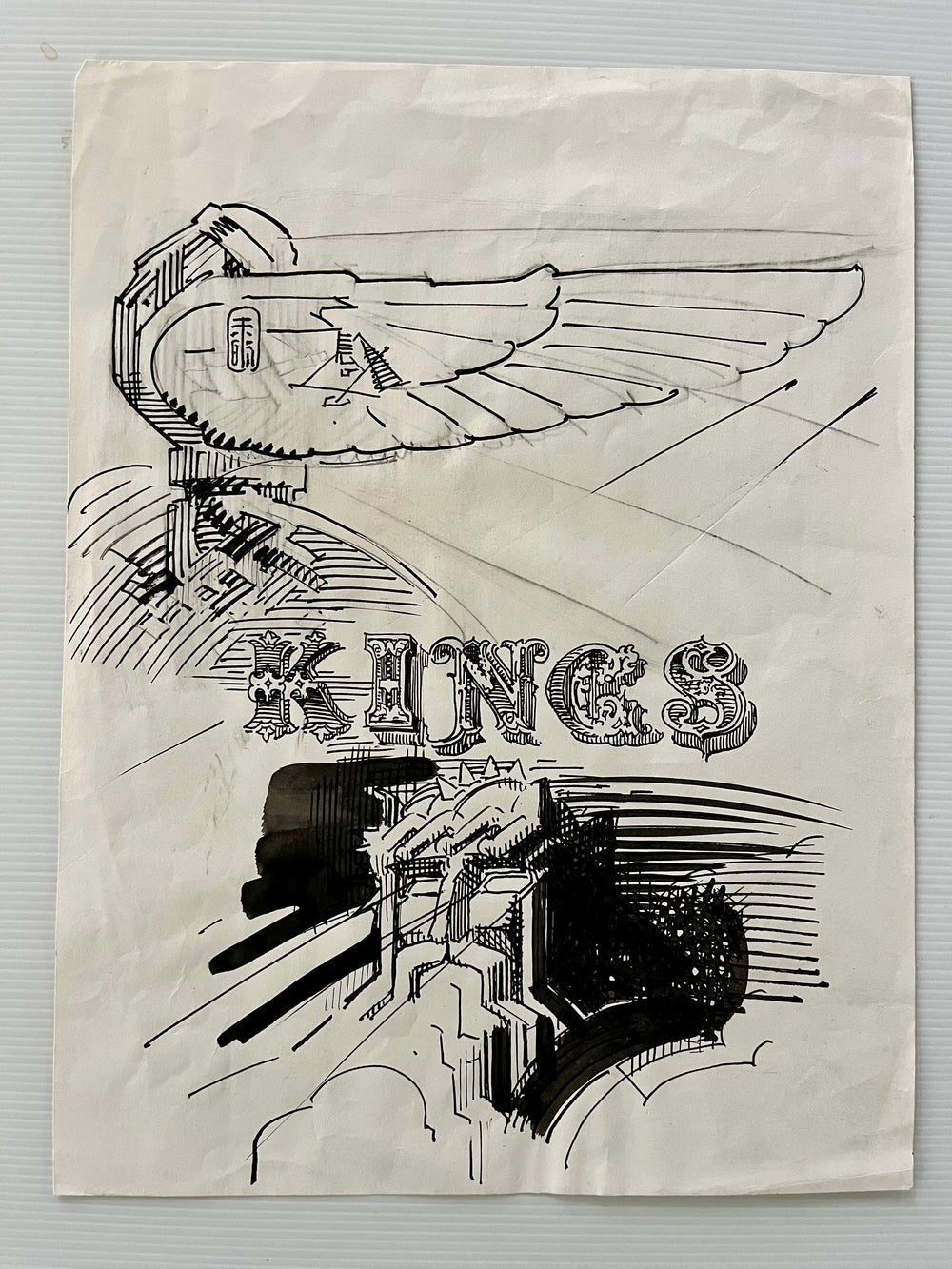 Rick Griffin Original Pen & Ink “KINGS” Preliminary Artwork Drawing