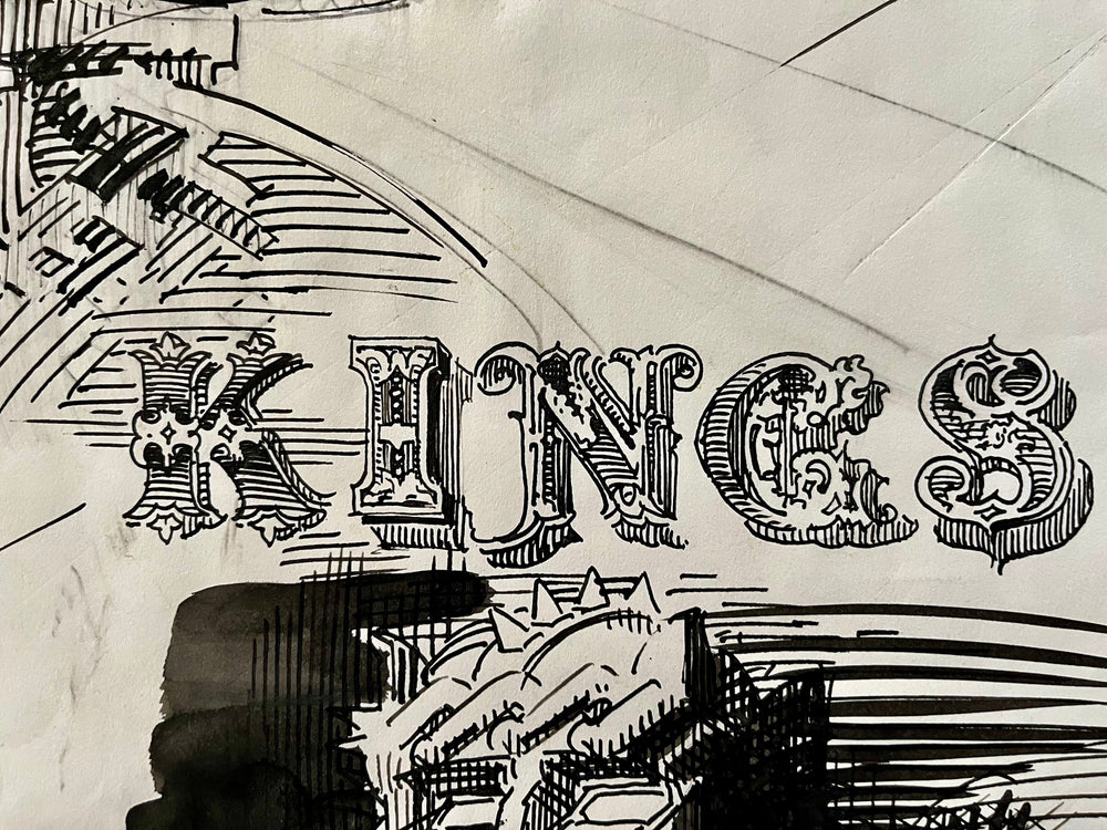 Rick Griffin Original Pen & Ink “KINGS” Preliminary Artwork Drawing