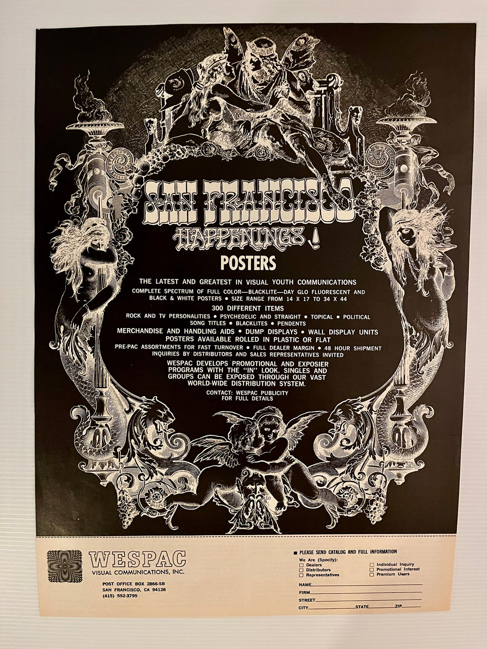 1968 WESPAC San Francisco Happenings Psychedelic Poster Catalog Advertising Sheet