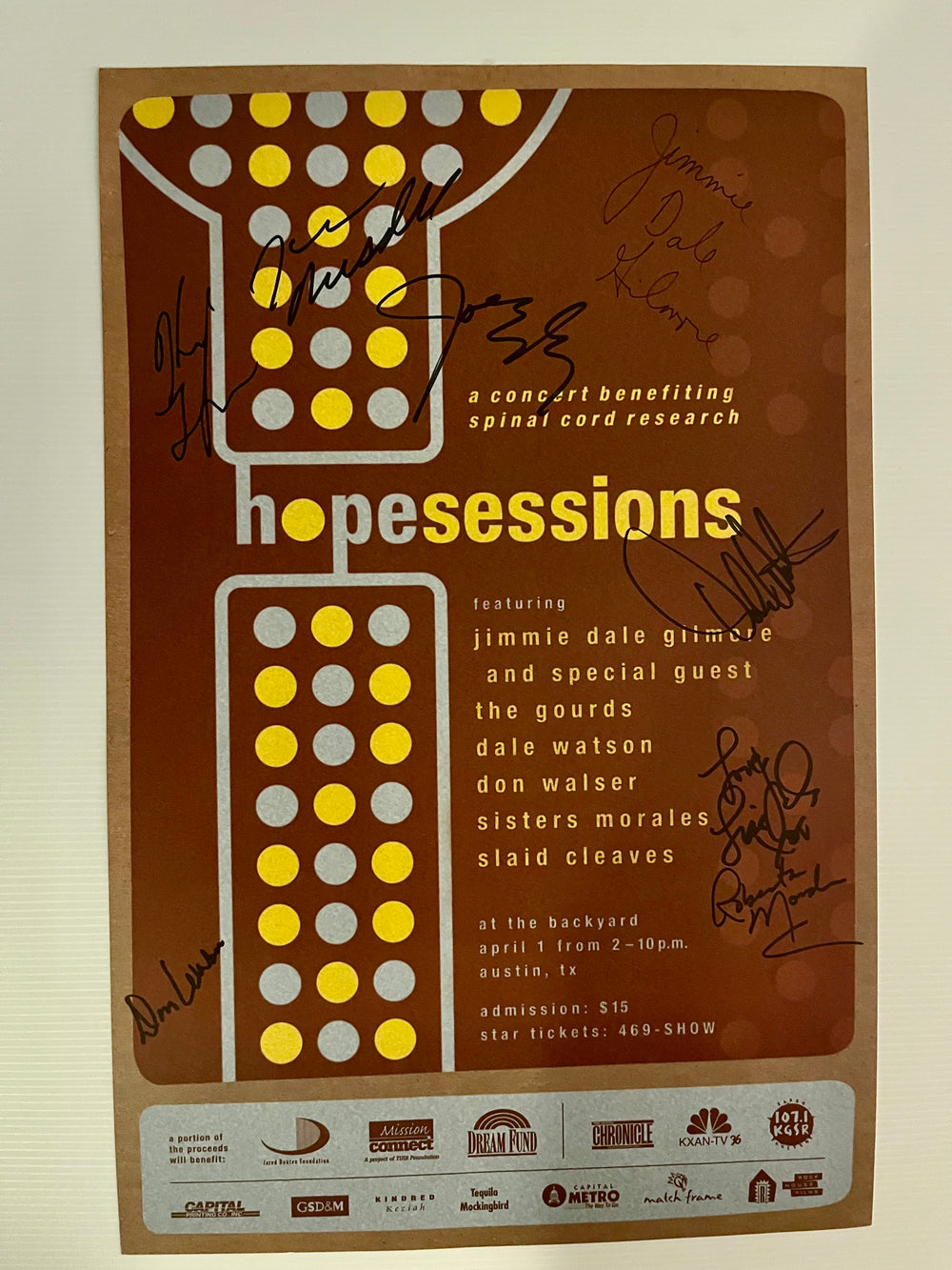 Signed Hopesessions Austin TX Poster Jimmie Dale Gilmore The Gourds Don Walser Slaid Cleaves