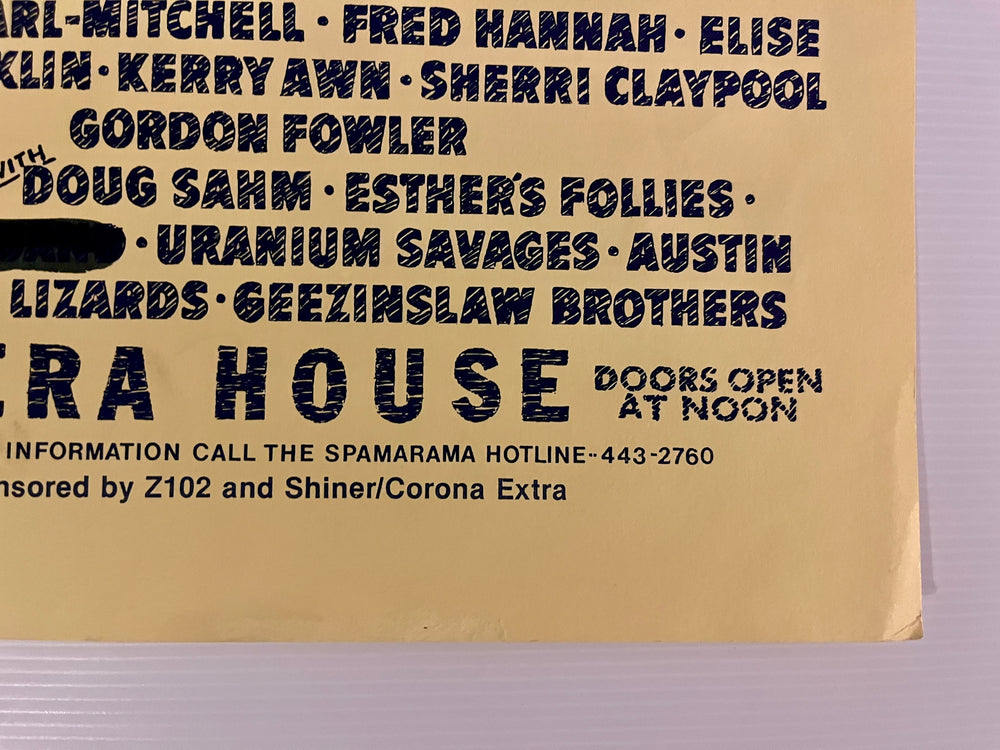 1988 SPAMARAMA Austin Opera House Original Poster Doug Sahm Sam Yeates Texas