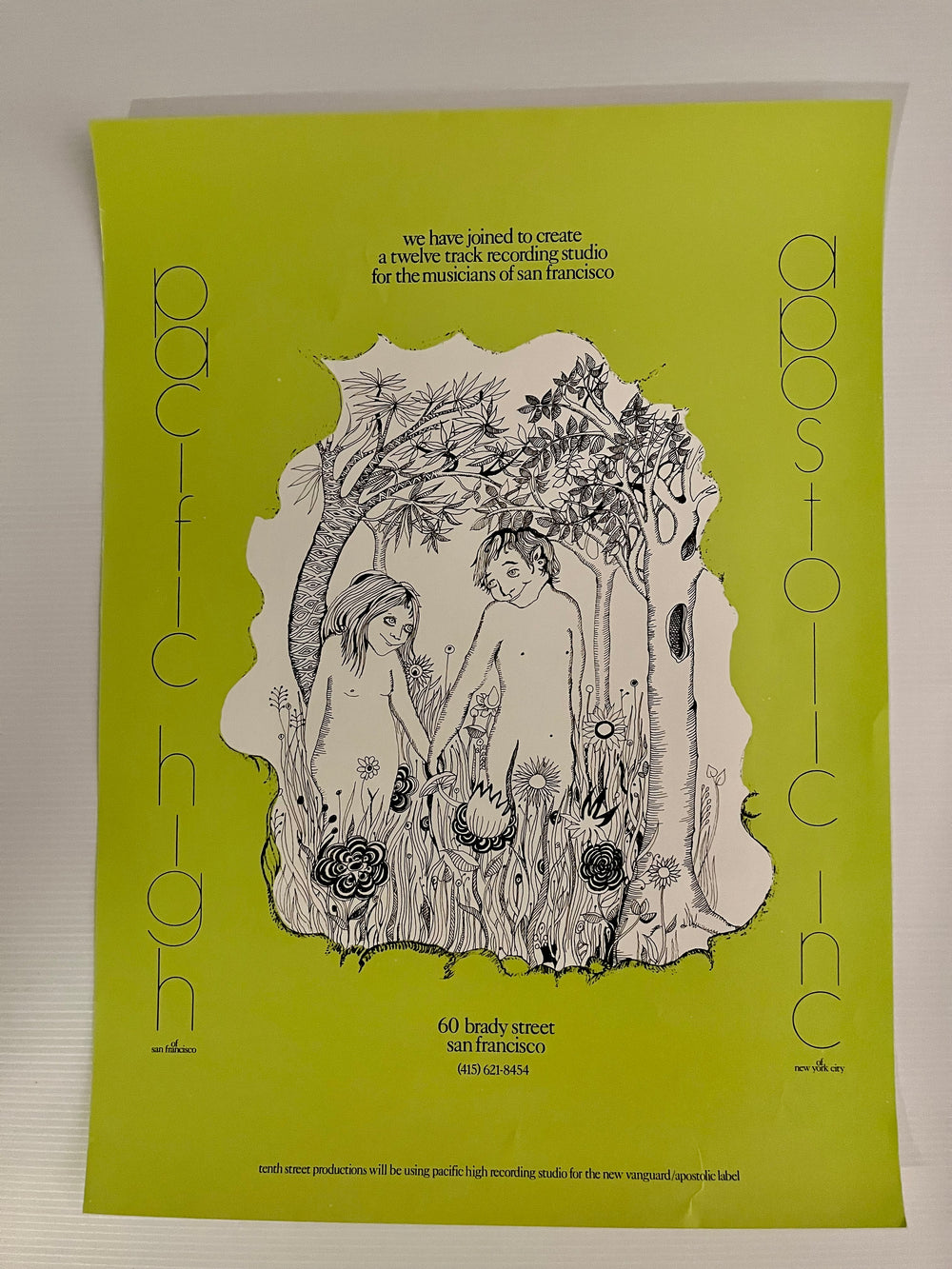 1968 Pacific High Recording Studio 12-Track San Francisco Psychedelic Poster Grateful Dead Era