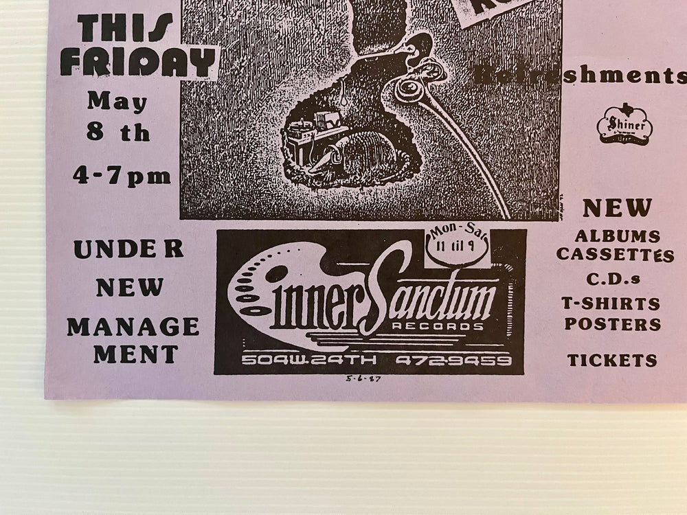 1987 Inner Sanctum Records Austin Concert Flyer Hickoids Skate Death Jim Franklin