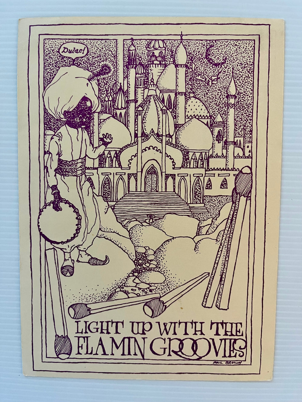 Vintage 1968 Family Dog Flamin Groovies Concert Postcard Paul Brown Art FD-118    JPEG