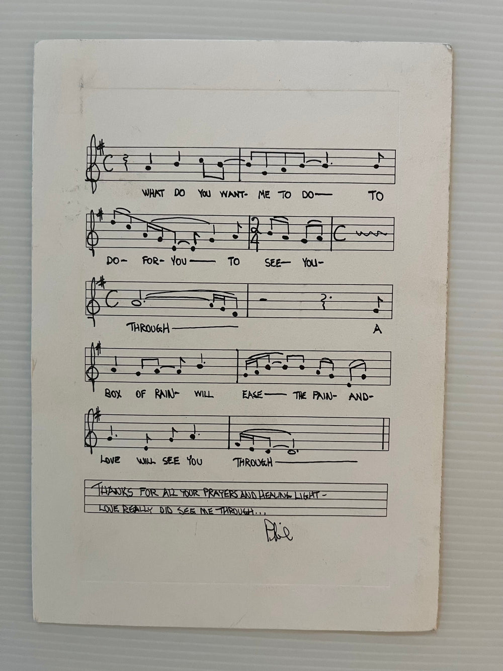 Phil Lesh Grateful Dead Box of Rain Sheet Music Healing Light Signed Facsimile
