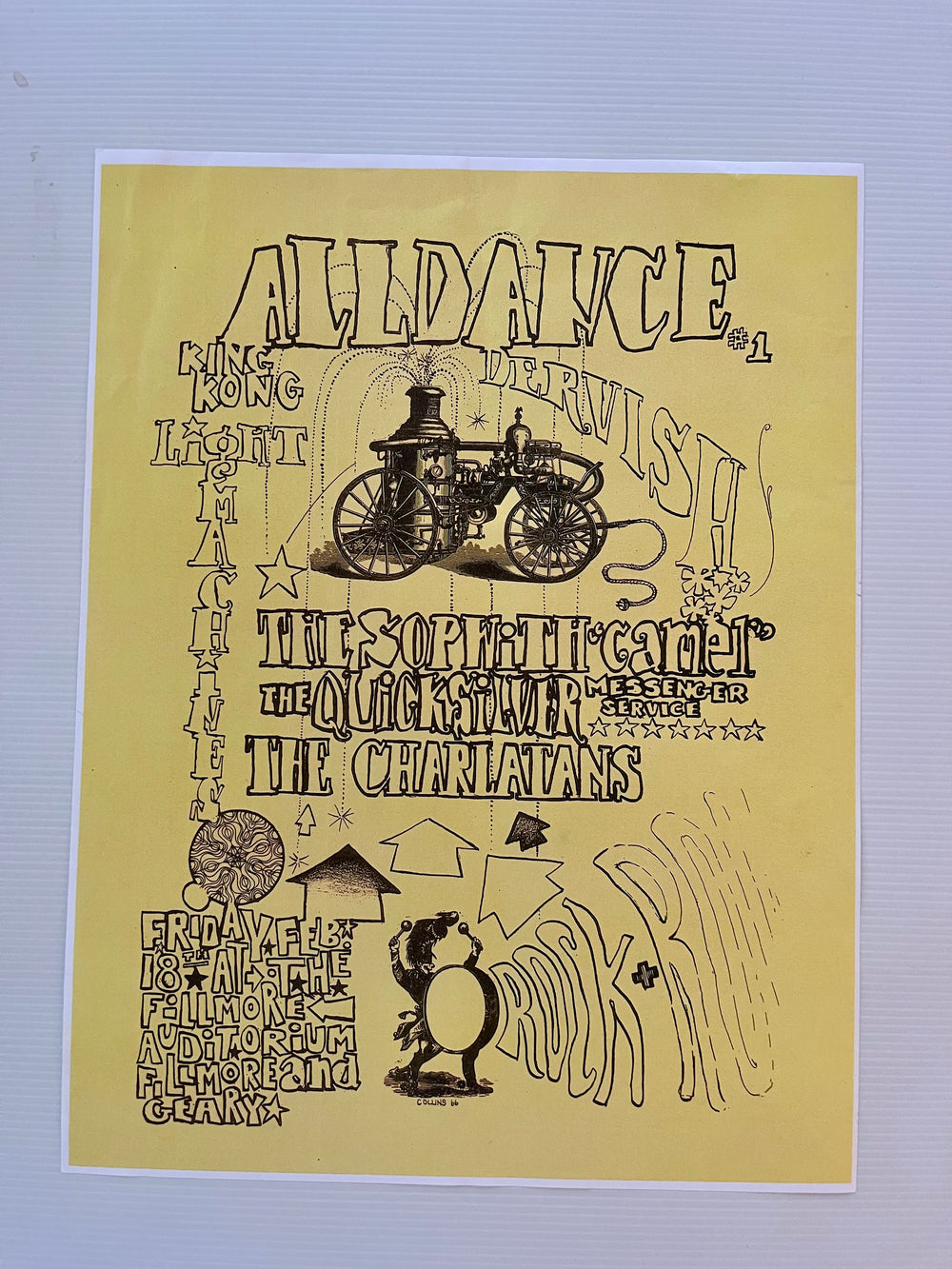 Original 1966 Dervish #1 Fillmore Concert Handbill Sopwith Camel Quicksilver Charlatans    JPEG