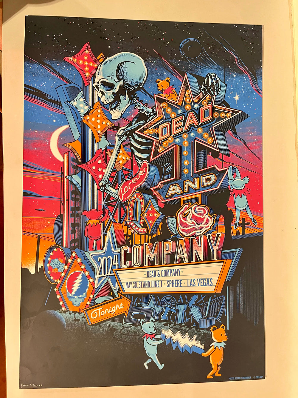 Dead & Company Sphere Las Vegas 2024 Paul Kreizenbeck Poster Signed AP 41/100 24x36