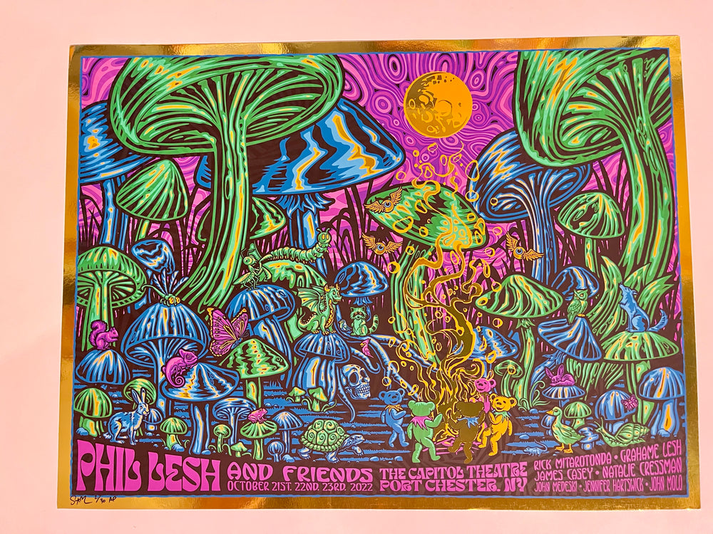 Phil Lesh & Friends 2022 Capitol Theatre Todd Slater Gold Foil Poster Signed AP 7/30