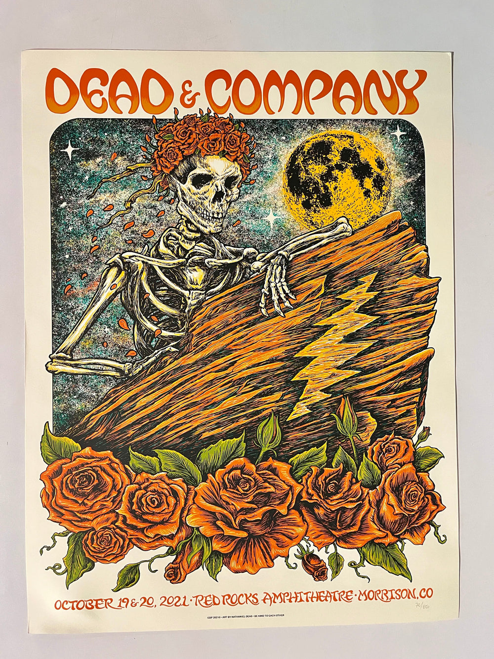 Dead & Company Red Rocks 2021 Poster Nathaniel Deas Hand-Numbered Artist Edition AP /250